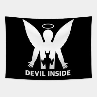 Devil Inside white Tapestry