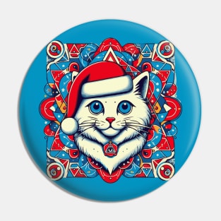 Cat with hat, Christmas Pin