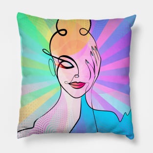 Modern Woman Pop Art Portrait Pillow