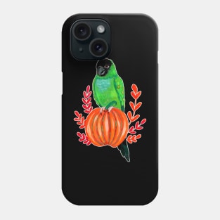 Cute Halloween Nanday Conure Parrot on Autumn Pumpkin Phone Case