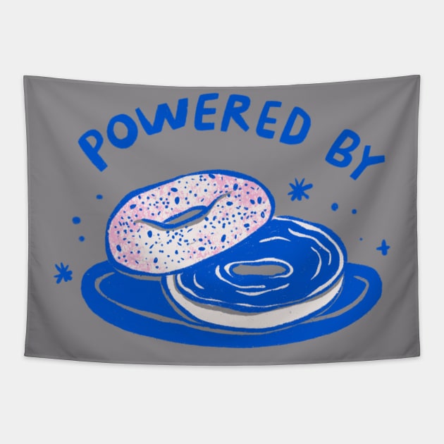 Powered by Bagels Tapestry by Megan Roy