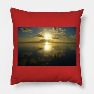 Reflective Ocean Sunset Pillow