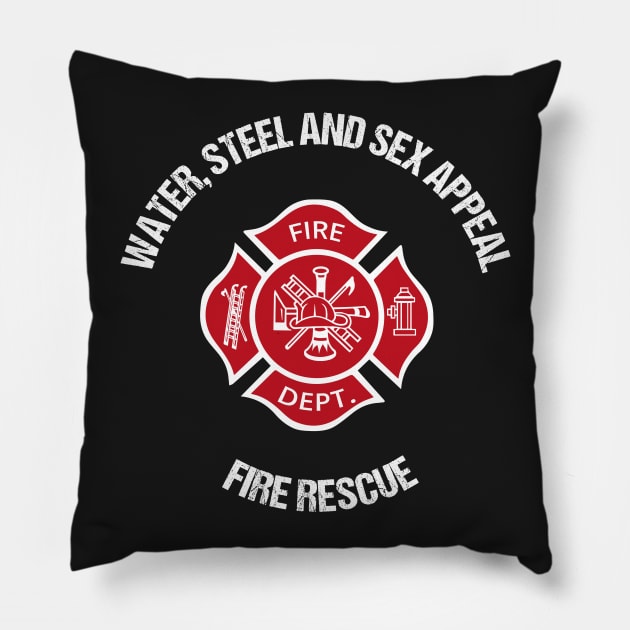 Firefighter Gift "Sex Appeal" Distressed Shirt Fireman Fire Dept Rescue Pillow by stearman
