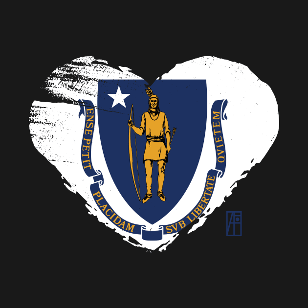 U.S. State - I Love Massachusetts - Massachusetts Flag by ArtProjectShop