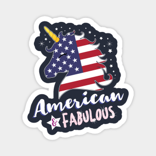 American & Fabulous Unicorn Magnet