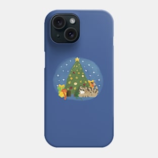 Christmas cat with Christmas tree and presents Phone Case