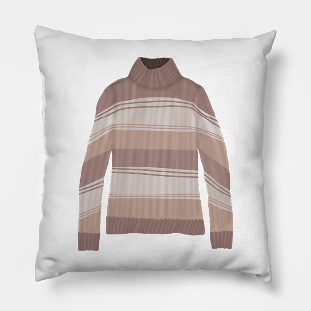 Brown stripped knit sweater Pillow by Becky-Marie