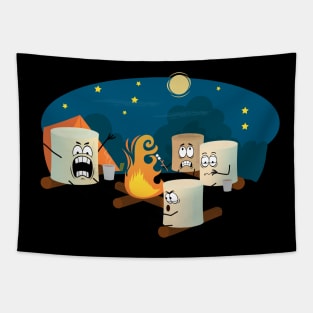 Camping Scary Stories Marshmallow Campfire Tapestry