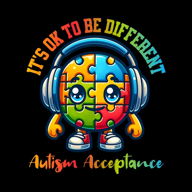 It's ok to be diffrent Autism Awareness Acceptance Headphones Teacher Kids by TeeCraftsGirl