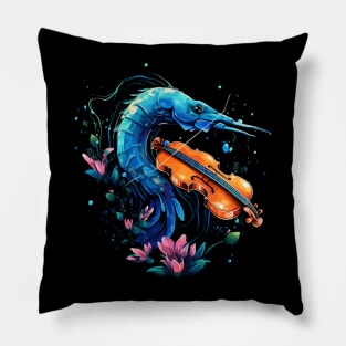 Blue Shrimp Playing Violin Pillow