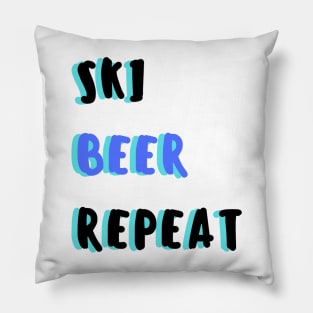 ski beer repeat Pillow