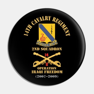 Army - 14th Cavalry Regiment w Cav Br - 2nd Squadron - Operation Iraqi Freedom - 2007–2009 - Red Txt X 300 Pin