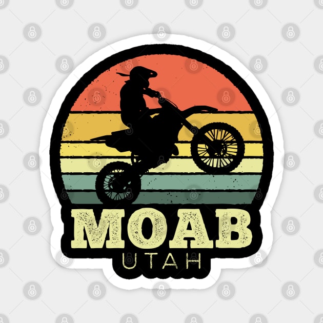 Moab Utah Motorcycle Vintage Sunset Magnet by DetourShirts