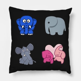 Elephants 4 pk Stickers Collection Pillow