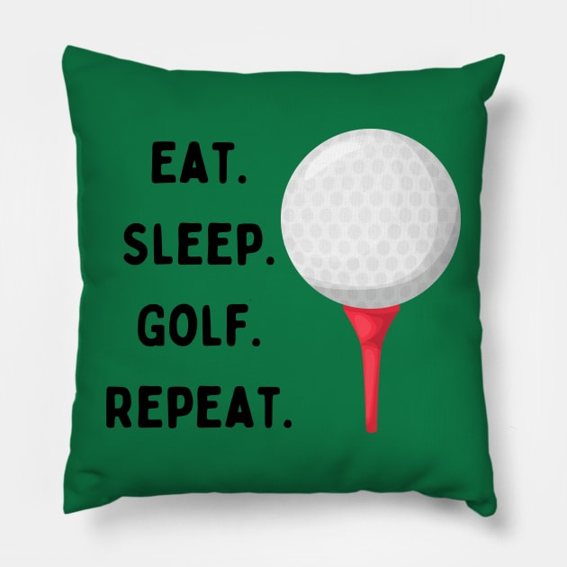 Eat. Sleep. Golf. Repeat. Pillow by akastardust