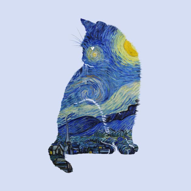 Vincent's Starry Night Museum Cat by LittleBunnySunshine