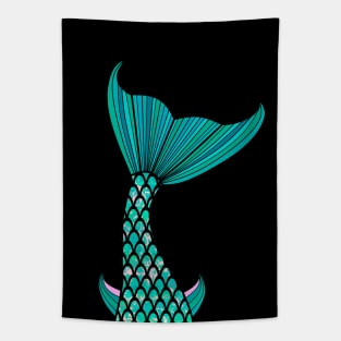 Sirens Of The Sea Mermaid Tail Blue And Pink Tapestry