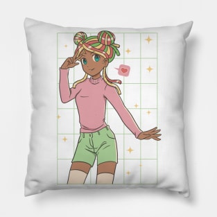Afro Woman Anime P R t shirt Pillow