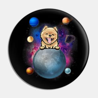 Pomeranian On The Moon Galaxy Pin