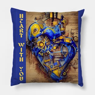 Heart with you, antiwar blue-yellow Pillow