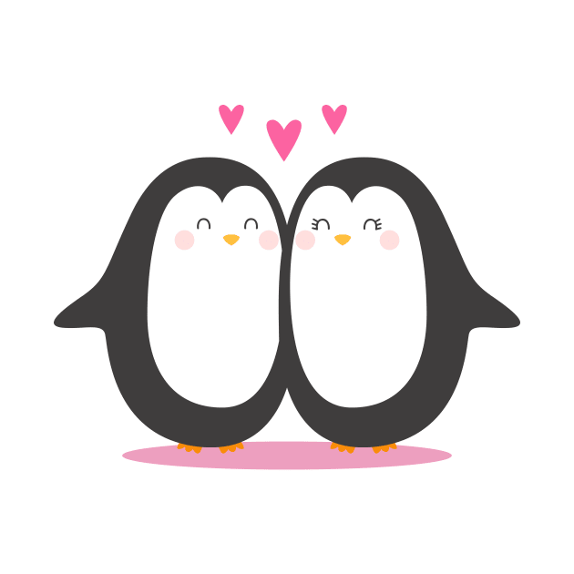 Cartoon Penguin Lover Art by MariaStore