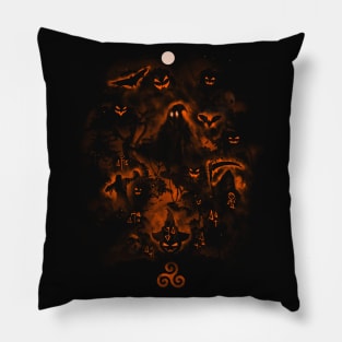 Halloween Mashup - Ghosts, Bats and Zombies Pillow