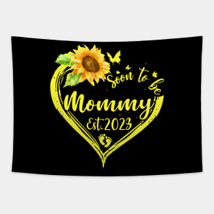 Womens Soon To Be Mommy Est 2023 Sunflower Tapestry