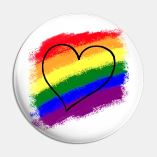 Gay Pride Rainbow Heart Pastel Painting Pin