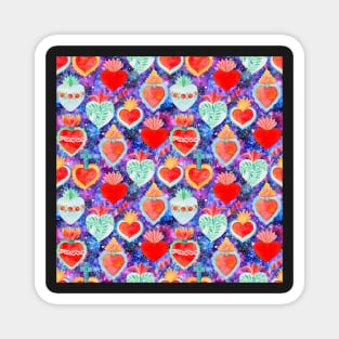 Sacred hearts on the bright galaxy background Magnet