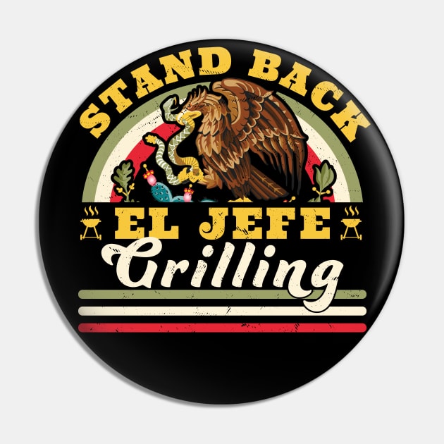 El Jefe Grilling Stand Back Funny Mexican Dad Carne Asada Pin by OrangeMonkeyArt