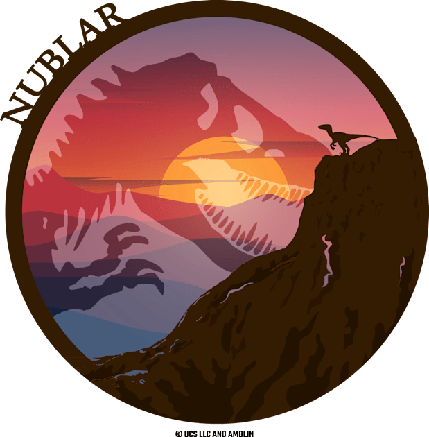 Isla Nublar - Jurassic Tyrannosaurus - Raptor - Sunset Silhouette Kids T-Shirt by Jurassic Merch