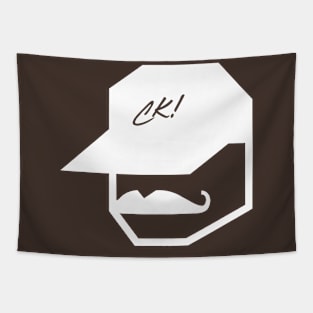 CK! Logo with Handlebar Mustache Tapestry