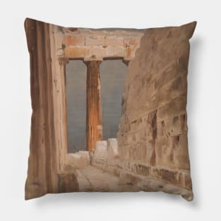 North Peristyle of the Parthenon, Athens by Frederic Edwin Church Pillow