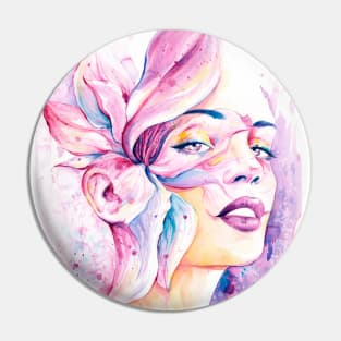 Tulip - Watercolor Floral Girl Painting Pin