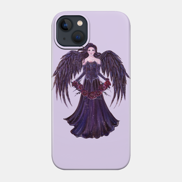 Gothic angel with roses fantasy art by Renee Lavoie - Angels - Phone Case
