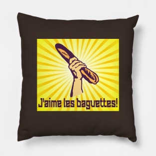 French "I LOVE BAGUETTES" France Bread Baguette Propaganda Pillow