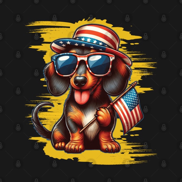 American Flag Doxie Lover 4th of July Patriotic Dachshund by NIKA13