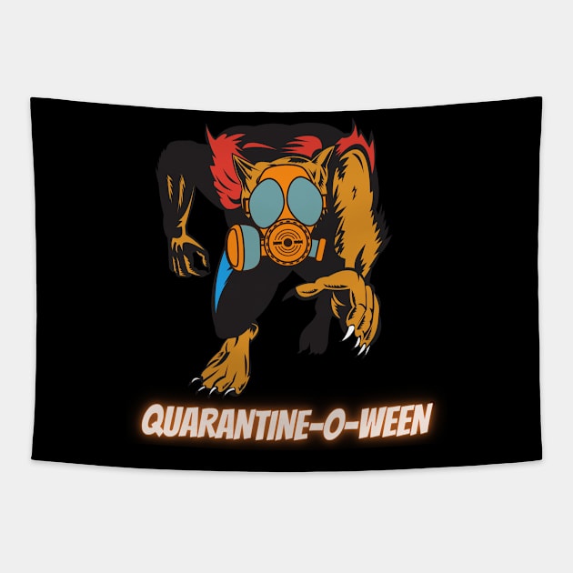 Quarantine-O-Ween Werewolf Lupine Lovers Funny Halloween Costume Funny Lycan Halloween Gift Wolf Lycanthrope Quarantine Mask 2020 Halloween Lycanthropy Tapestry by nathalieaynie