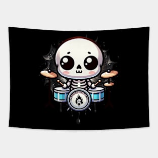 Skeleton Drummer Rattling Rhythms Tapestry