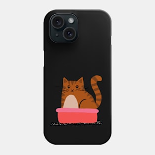 Funny Cat Litter Box Illustration Phone Case