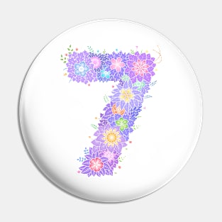 "7" Floral Letter Number Pin