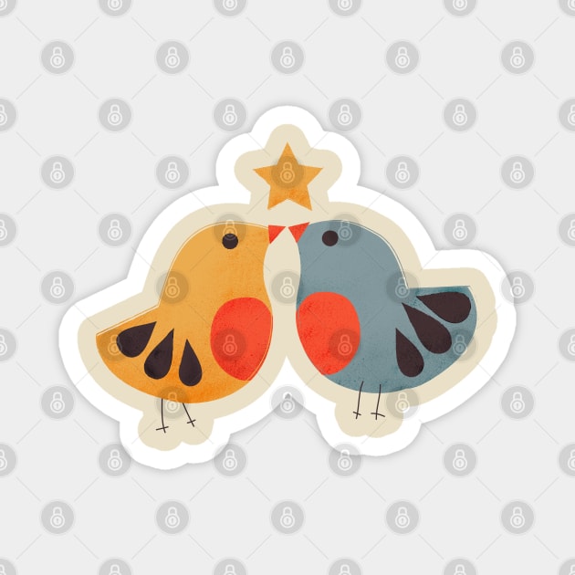 Festive cute birds Magnet by showmemars