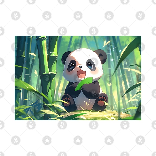 Cute Baby Panda in Bamboo Forest - Anime Wallpaper by KAIGAME Art