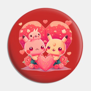 Kawaii Bunny Family Valentines day Pin