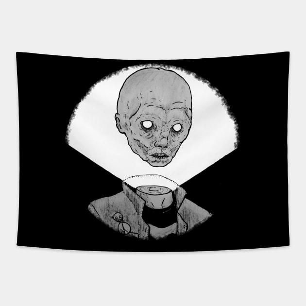 Head Haunter (Black and White) Tapestry by Bloody Savage