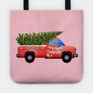 Christmas Tree Red Truck Tote