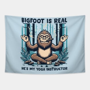 Bigfoot is real & he's my yoga instructor Tapestry