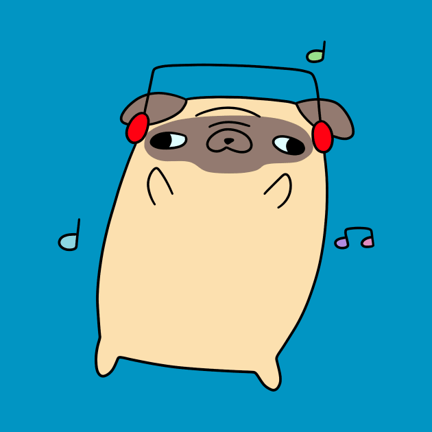 Dancing Headphones Pug by saradaboru