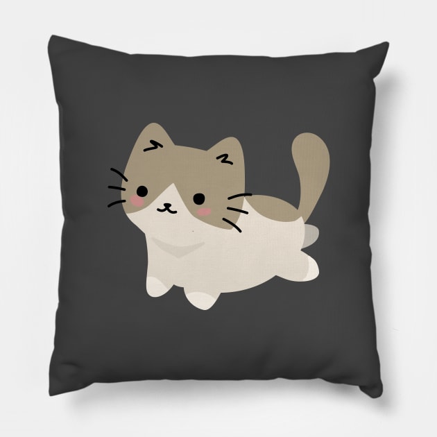 Cute Grey Kitten Pillow by StickerKitten