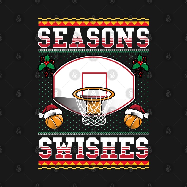 Christmas Basketball Seasons Swishes Ugly Sweater Pattern by E